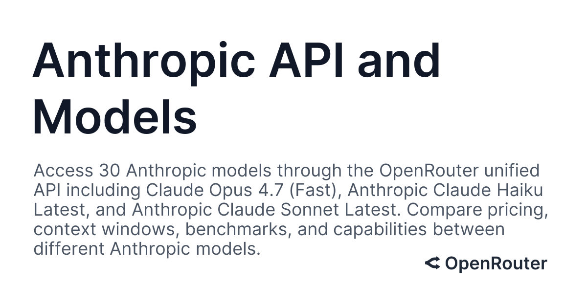OpenRouter adds Anthropic Claude Opus 4.7 and a Fast mode to its unified API